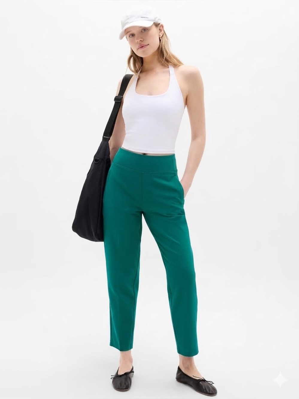 EUC Athleta Brooklyn Mid Rise Ankle Pant Emerald Green / Coastal Teal - Size 2